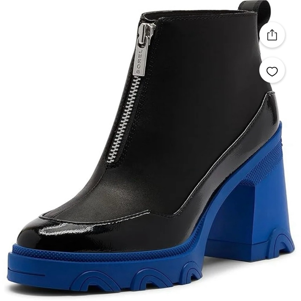 Sorel Black and Blue Chunky Heel Boots